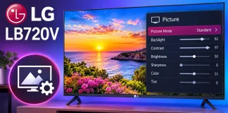Configurações de imagem recomendadas para a LG LB720V