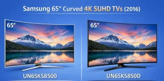 As TVs Samsung UN65(55)KS8500 e UN65(55)KS850D