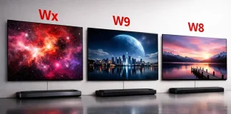 Comparação de televisores LG OLED WX, W9 e W8