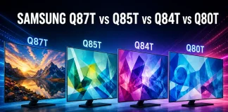 Samsung Q87T vs Q85T vs Q84T vs Q80T — qual é a diferença
