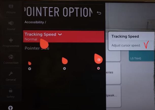 Como mudar o ponteiro no LG Magic Remote tracking speed