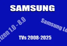 Sistemas operacionais de TV Samsung por ano e modelo