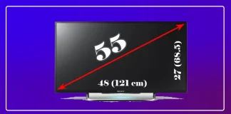 Dimensões das TVs de 55 polegadas, LED, OLED, QLED