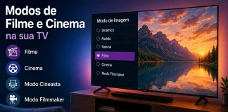 Modos «Filme» e «Cinema» no televisor