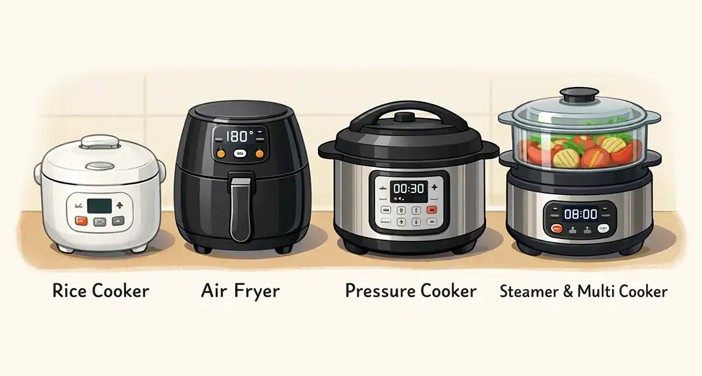 How kitchen cookers work, Rice, Air Fryer, Pressure, Steamer & Multi Cooker