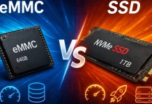 A diferença entre o armazenamento eMMC e SSD