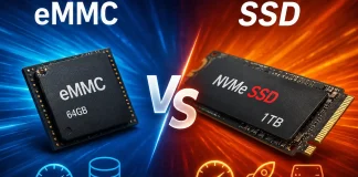 A diferença entre o armazenamento eMMC e SSD