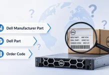 O que significam Manufacturer Part, Dell Part e Order Code nos produtos Dell?