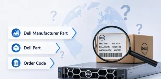 O que significam Manufacturer Part, Dell Part e Order Code nos produtos Dell?