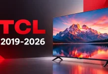 Gama de televisores TCL por ano, séries de 2019 a 2026