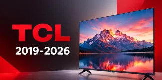 Gama de televisores TCL por ano, séries de 2019 a 2026